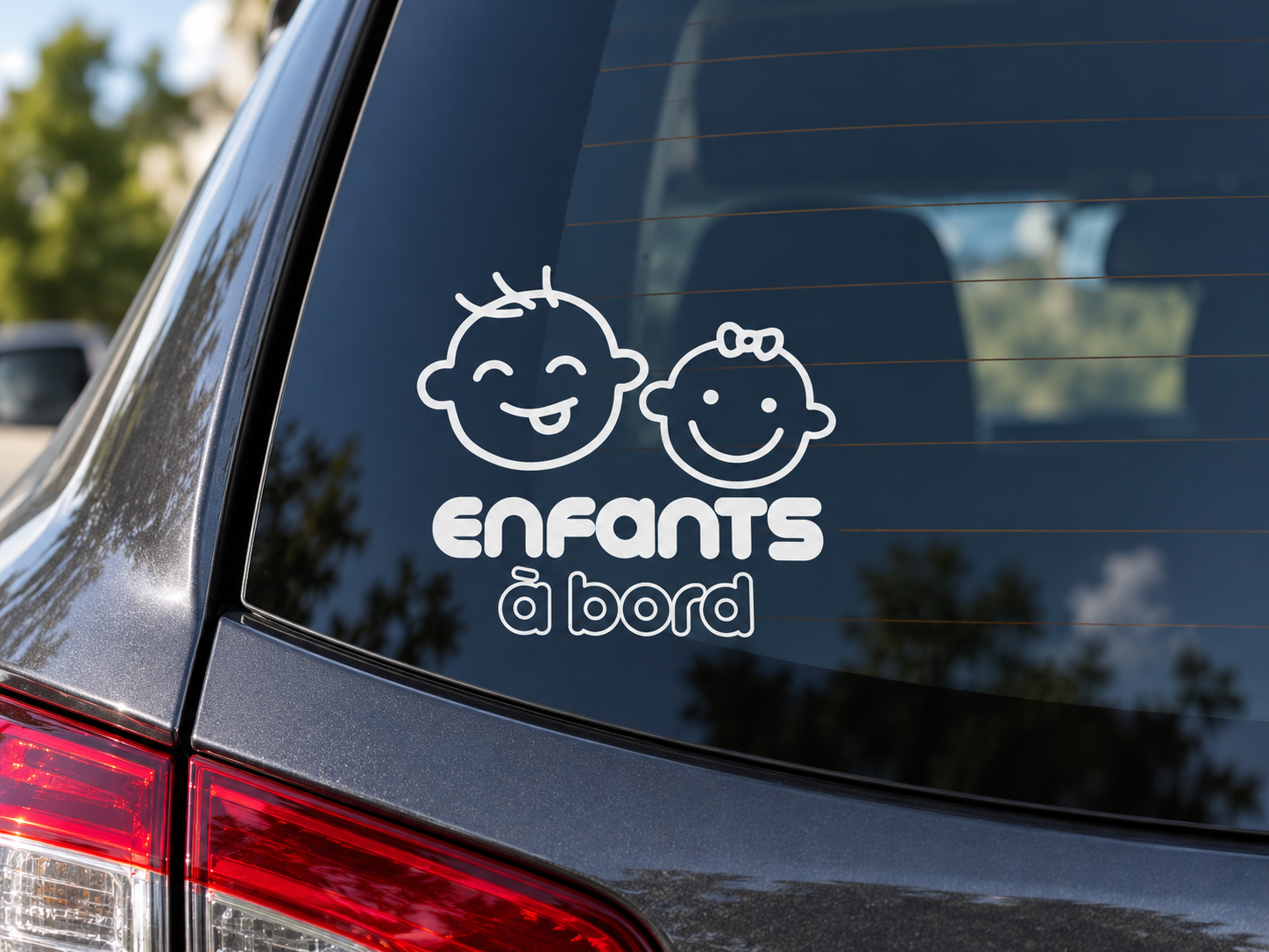 Collection Sourires – autocollant blanc pour voiture, gros plan, 5 × 4,5 pouces